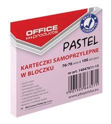 KARTECZKI SAMOPRZYLEPNE 76X76MM OFFICE PRODUCTS PASTELOWE RÓŻOWE 100KART