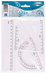 KOMPLET GEOMETRYCZNY LINIJKA 15CM EKIERKA*2 CENTRUM 80949 KĄTOMIERZ Z LINIJKĄ