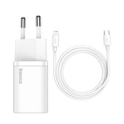 Ładowarka sieciowa Baseus Super Si Quick Charger 1C 20W z przewodem USB-C do Lightning 1m (biała)