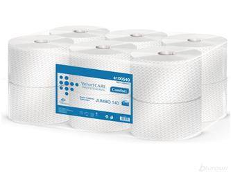 PAPIER TOALETOWY DWUWARSTWOWY CELULOZOWY VELVET CARE JUMBO 140 COMFORT 4100540 BIAŁY 140M 12 SZT.