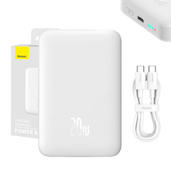 POWERBANK MAGNETYCZNY BASEUS MAGNETIC MINI 10000MAH, USB-C 20W MAGSAFE (BIAŁY)