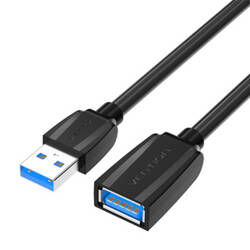 PRZEDŁUŻACZ USB 3.0, MĘSKI USB DO ŻEŃSKI USB VENTION VAS-A45-B300 1M (CZARNY)