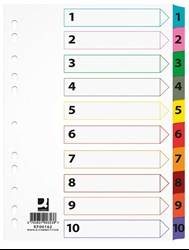 PRZEKŁADKI 1-10 A4 Q-CONNECT MYLAR MIX KOLORÓW KARTON 170G/M² 10KART