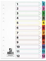 PRZEKŁADKI 1-12 A4 Q-CONNECT MYLAR MIX KOLORÓW KARTON 170G/M² 12KART