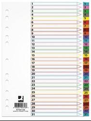 PRZEKŁADKI 1-31 A4 Q-CONNECT MYLAR MIX KOLORÓW KARTON 170G/M² 31KART