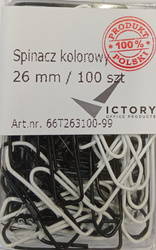 SPINACZE TRÓJKĄTNE 26MM VICTORY OFFICE PRODUCTS 66T263100-99 MIX KOLORÓW METALOWE W POJEMNIKU PLASTIKOWYM 100SZT