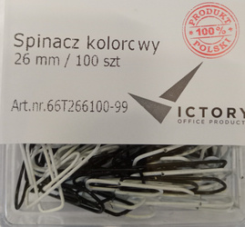 SPINACZE TRÓJKĄTNE 26MM VICTORY OFFICE PRODUCTS 66T266100-99 MIX KOLORÓW METALOWE W POJEMNIKU PLASTIKOWYM 100SZT